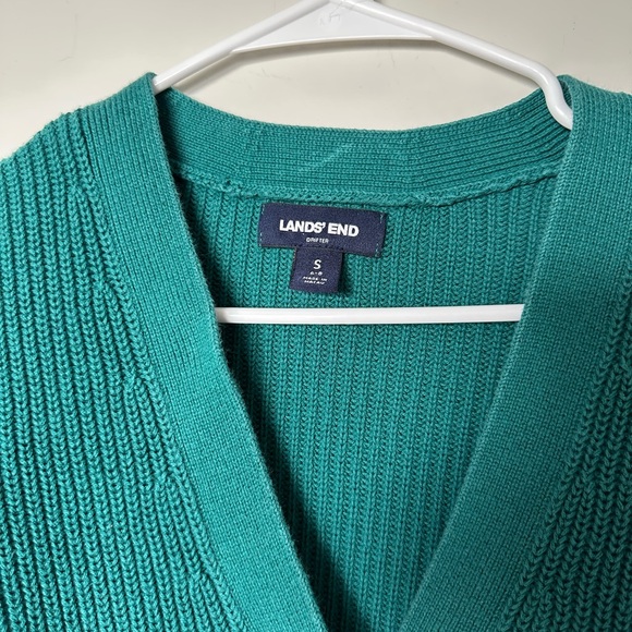 Boyfriend Style, Lands End Drifter Varsity V Relaxed Cardigan Sweater - Picture 2 of 8